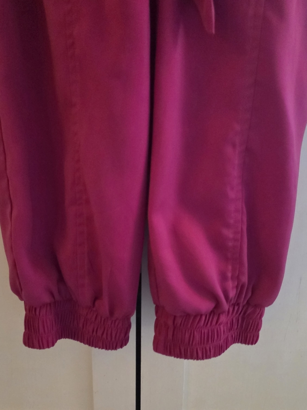 Button-Front Magenta Utility Jumpsuit with Tie Waist - Picture 5 of 7